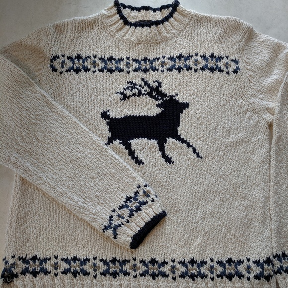 Woolrich Sweaters - Woolrich Off White and Navy Reindeer Sweater